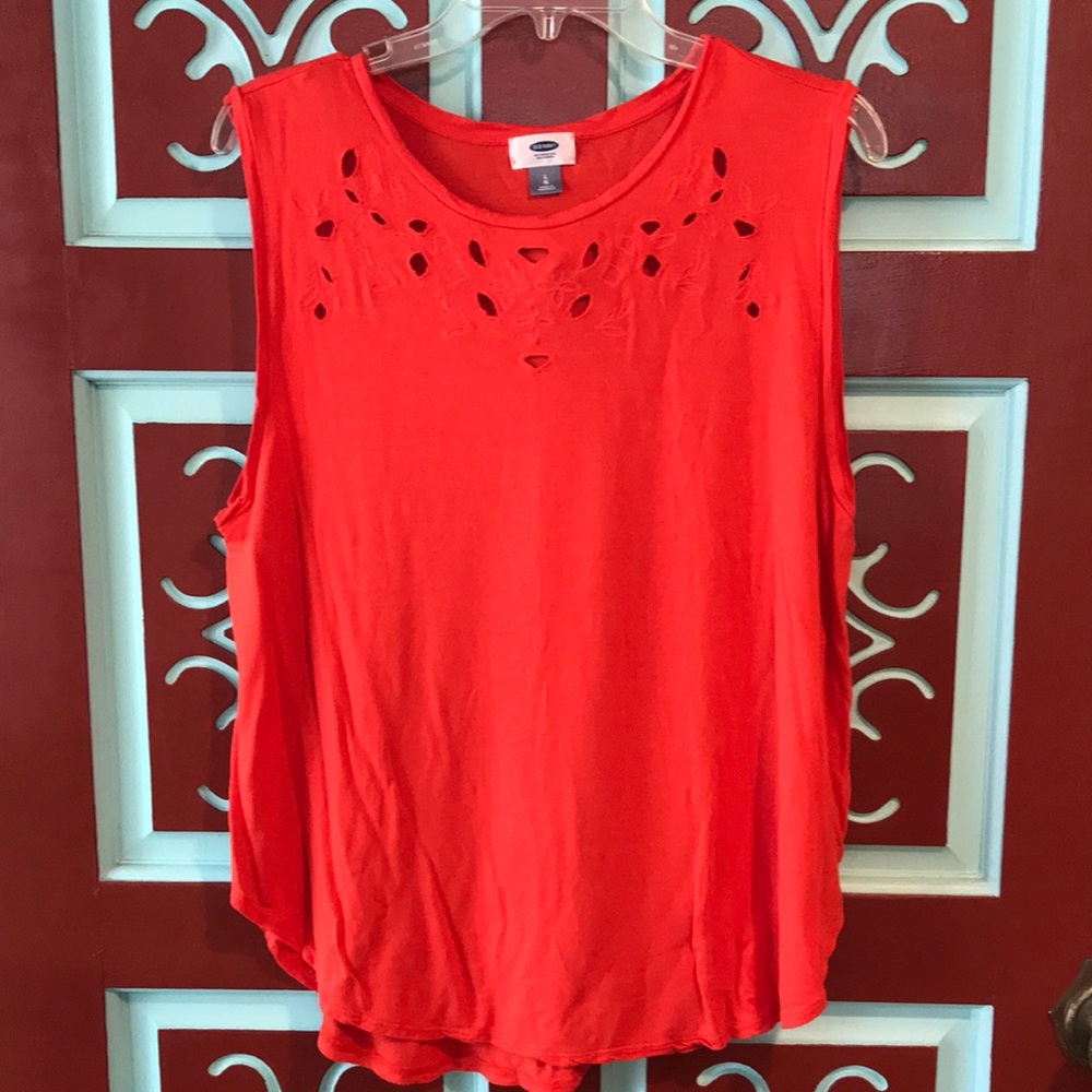 Women’s Old Navy Hot Tamale Floral Detail Muscle Tee Size L